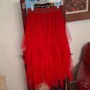 Chic Asymmetrical Red Tulle Skirt